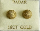 18ct Gold 750 8mm Frosted Ball Stud Earrings with Heavy Scroll Fittings
