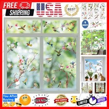 Spring Summer Hummingbirds Tree Branches Window Clings 9 Sheets, Prevent Bird...