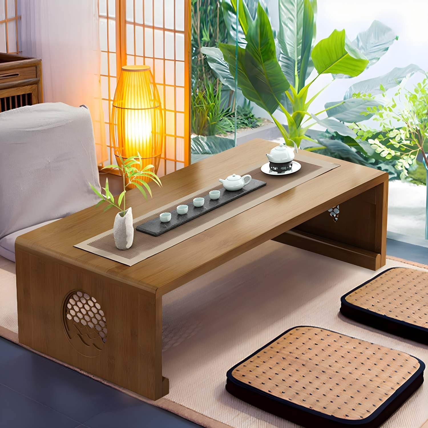 Folding Coffee Table Foldable Japanese Floor Table Low Table for Living Room,...