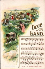 Dixie Land Song & Music Notation Postcard Cotton Fields © 1908 Chas. Rose  28535