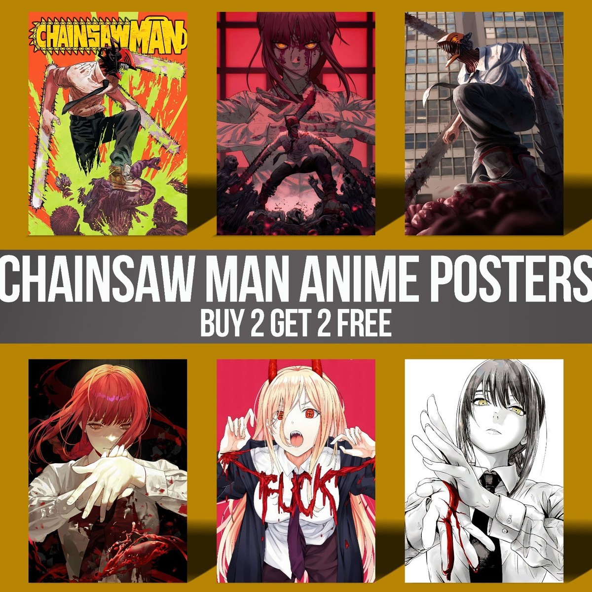 Chainsaw Man Anime Poster Prints Manga Series Denji Makima Wall