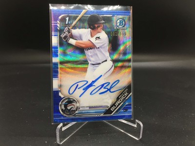 Peyton Burdick 2019 Bowman Draft Chrome Blue Wave Auto /150 Marlins 1st