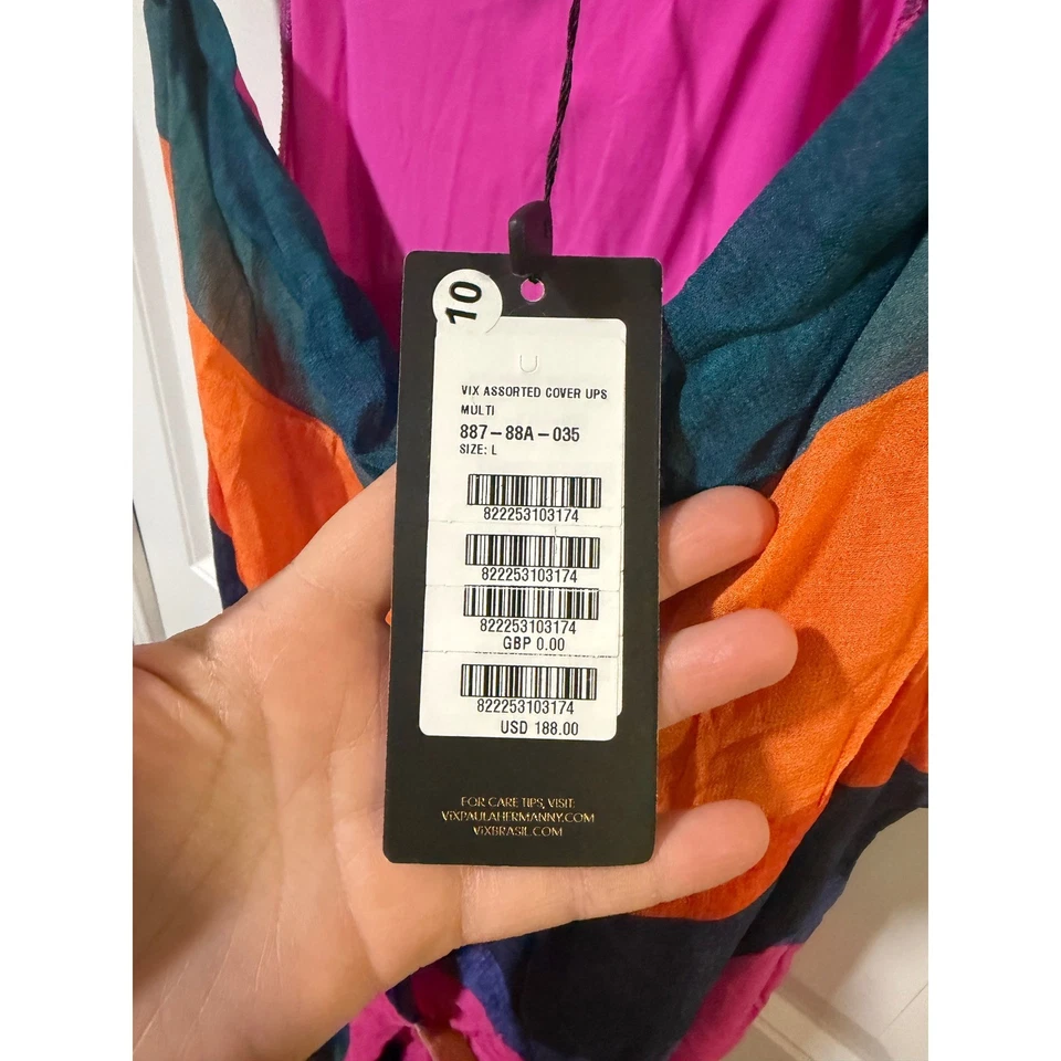 VIX Paula Hermanny Size Large Maxi Dress Multi Stripe MSRP $188 - Image 3 of 4