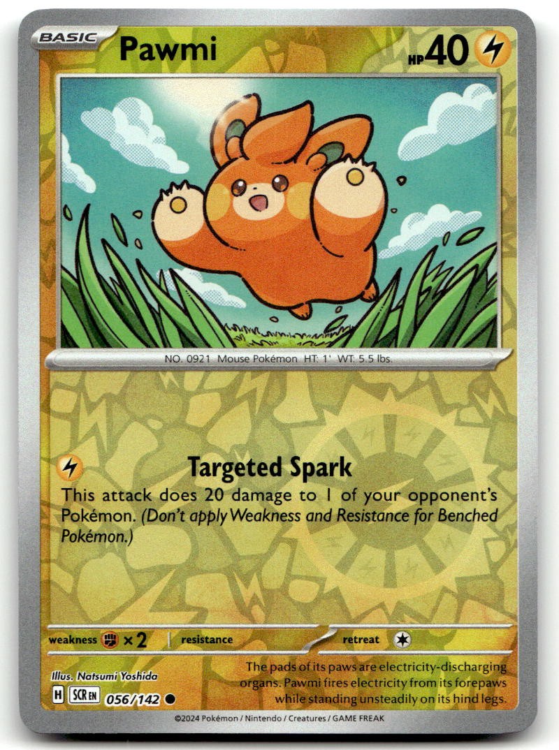 Pawmi 56/142 Common Stellar Crown Pokemon Reverse Holo Near Mint
