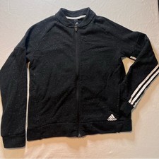 Adidas Youth Black Track Jacket with White Stripes