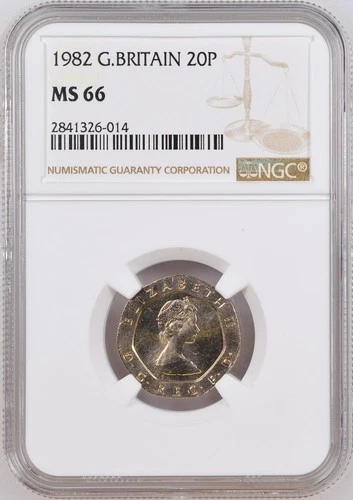 1982 Great Britain 20 Pence NGC MS 66 Elizabeth II 20p LOW POP (2/1)