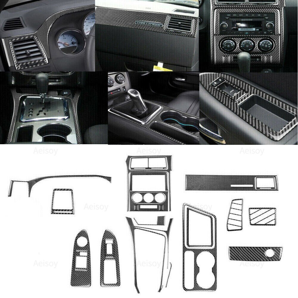 23Pcs For Dodge Challenger 2008-2014 Carbon Fiber Full Interior Dashboard Cover