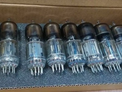 2 pcs.6N6P / ECC99 / E182CC / 6N30P , GOLD GRID! NOS Double Triode Tube 70's.