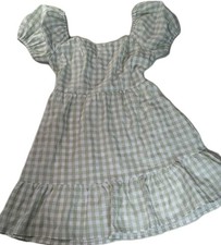 Lily Rose Sage Green Gingham Puff Sleeve Tie-Back Dress – Women's XS