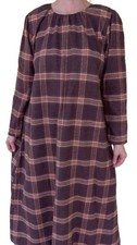 Ladies S M L XL 1X 2X 3X long full nightgown Organic cotton brown plaid flannel