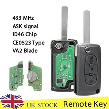 For Citroen C2 C3 C4 C6 C8 Berlingo Grand Picasso Remote Key Fob 3B -CE0523 VA2