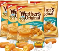 Werther’s Original SALTED CARAMEL CREME Soft Caramels- {4 BAGS}