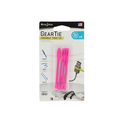 Nite Ize GearTie wiederverwendbarer Kabelbinder Draht Größe 3 4er Pack pink