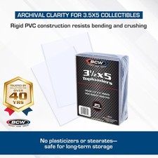 75 BCW Topload Holders 3 1/2x5 TCG Trading Cards / Index Card  Photos Rigid PVC