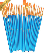 Paint Brushes Set, 2 Pack 20 Pcs round Pointed Tip Paintbrushes Nylon Hair Artis