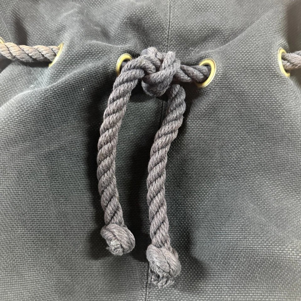 Antiguo Bolso de Hombro Hobo de Lona de Algodón Azul Marino Oscuro Bolso de Playa Bolsillo Interior Foto 2 de 4