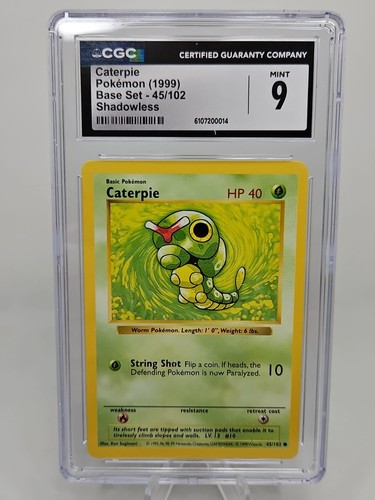 Caterpie 045/102 Base Set (Shadowless) Pokemon CGC 9 Mint - Bild 1 von 6
