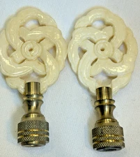 Lamp Finial Set Ornate Ivory Color 