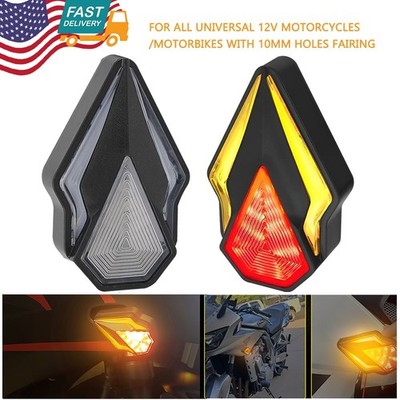 2x Motorcycle Turn Signal Indicator Blinker Flush Mount Red Amber LED Light DRL