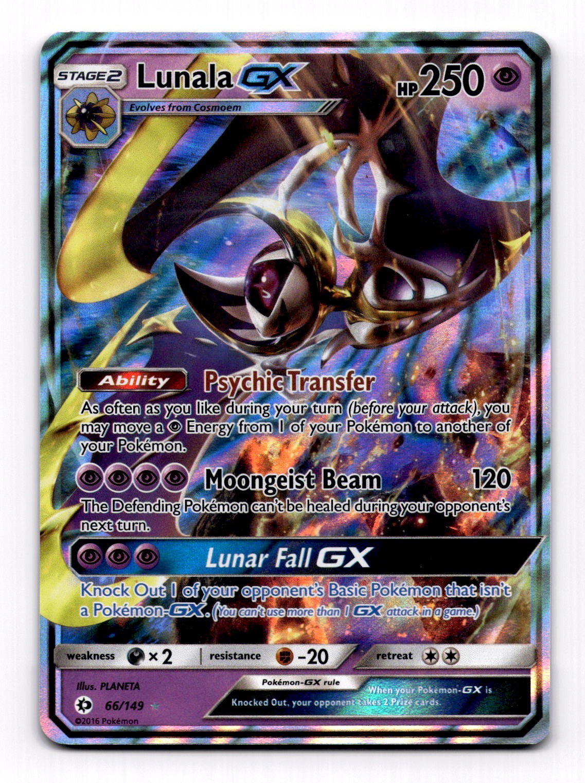 Lunala GX 66/149 Sun & Moon Base NM Ultra Rare Pokemon Card