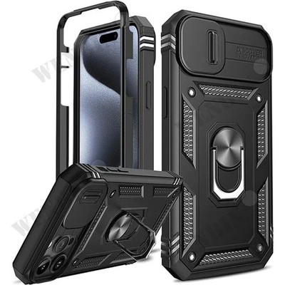 Case For iPhone 17 16 16e 15 14 13 12 11 Pro Max Camera 360 Degree Kickstand Cov