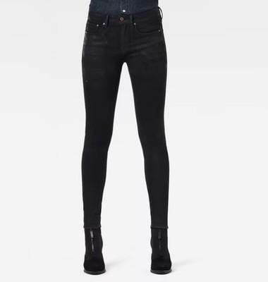 G-Star Damen Jeans 3301 Mid Skinny Wmn Schwarz radiant cobler restored W25 L28