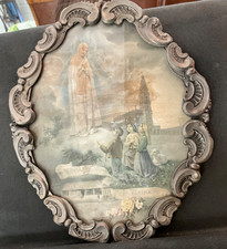 Vintage Our Lady of Fatima Oval Frame Wall Hanging Catholic Virgin Mary Italy