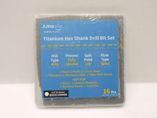 Amoolo Impact Drill Bit Set, 16pcs Titanium HSS Twist Hex Shank (1/16”-1/4”) NEW