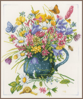 Lanarte PN-0164074 Blumen in Vase Kreuzstichpackung