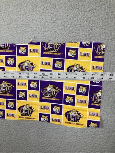 LSU Tigers Louisiana State University Fabric Remnant 25x9 Inches Sewing Crafts - Picture 6 of 10