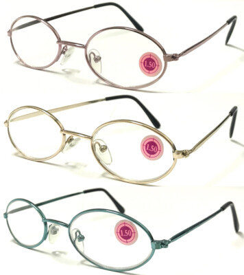 Reading Glasses Womens Oval Metal Frame/Old Fashion