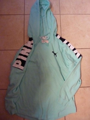 Pull à Capuche Victoria's Secret PINK - Taille Dog Hoodie, Couleur Menthe, Manches Longues, Neuf Avec étiquettes