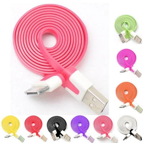 NTJ 10FT LONG USB Flat Noodle power data sync Charger Cable for iPhone 4 4s iPod - Image 4 of 4
