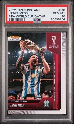 2022 PANINI INSTANT FIFA WORLD CUP QATAR LIONEL MESSI #118 /22081 PSA 10 GEM MT