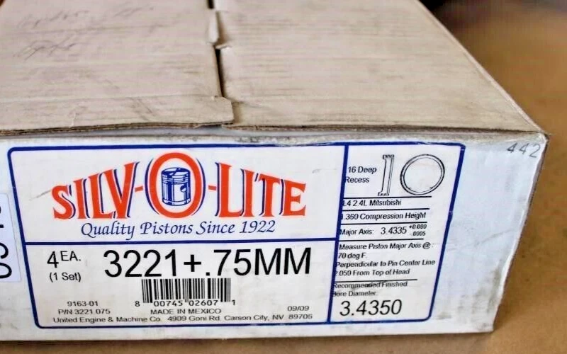 Silv-O-Lite Piston Set 3221+.75MM for AMC Jeep Eagle Chrysler Mitsubishi 2.4L Foto 4 de 4