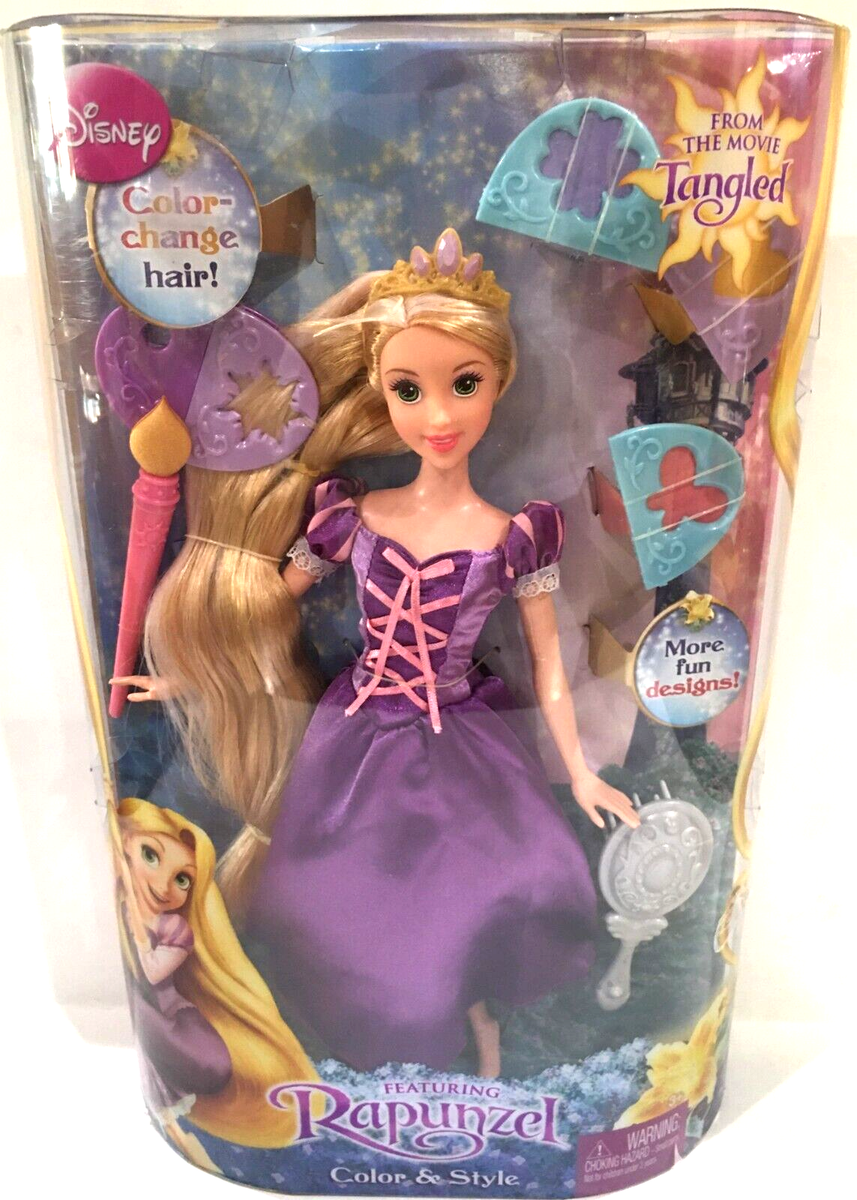 Disney Rapunzel Color Style Color Change Hair Barbie Doll NEW Mattel 2010