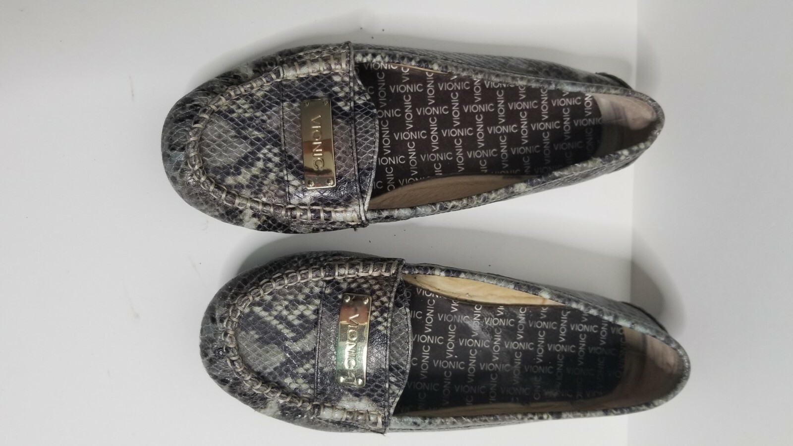 Vionic Python Snake Print Leather Slip-On Loafers… - image 4