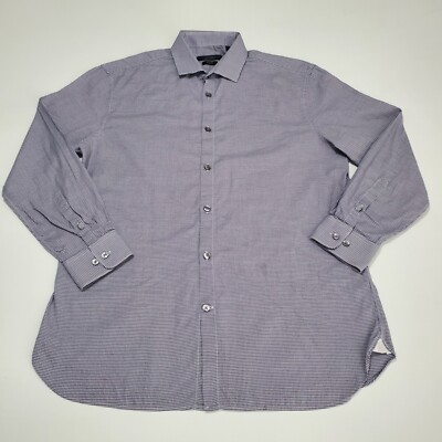 John Varvatos Slim Fit 16 32/33 Purple Gray Shepard Check Button Up Shirt