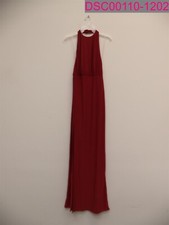 Fashion Nova Women's Long Halter Top Gown Dress Red Medium Open Back 61" Length