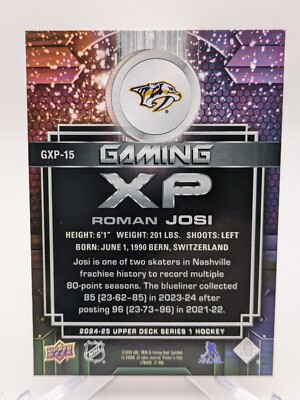 💥 Roman Josi 2024-25 Upper Deck Series 1 Gaming XP #GXP-15