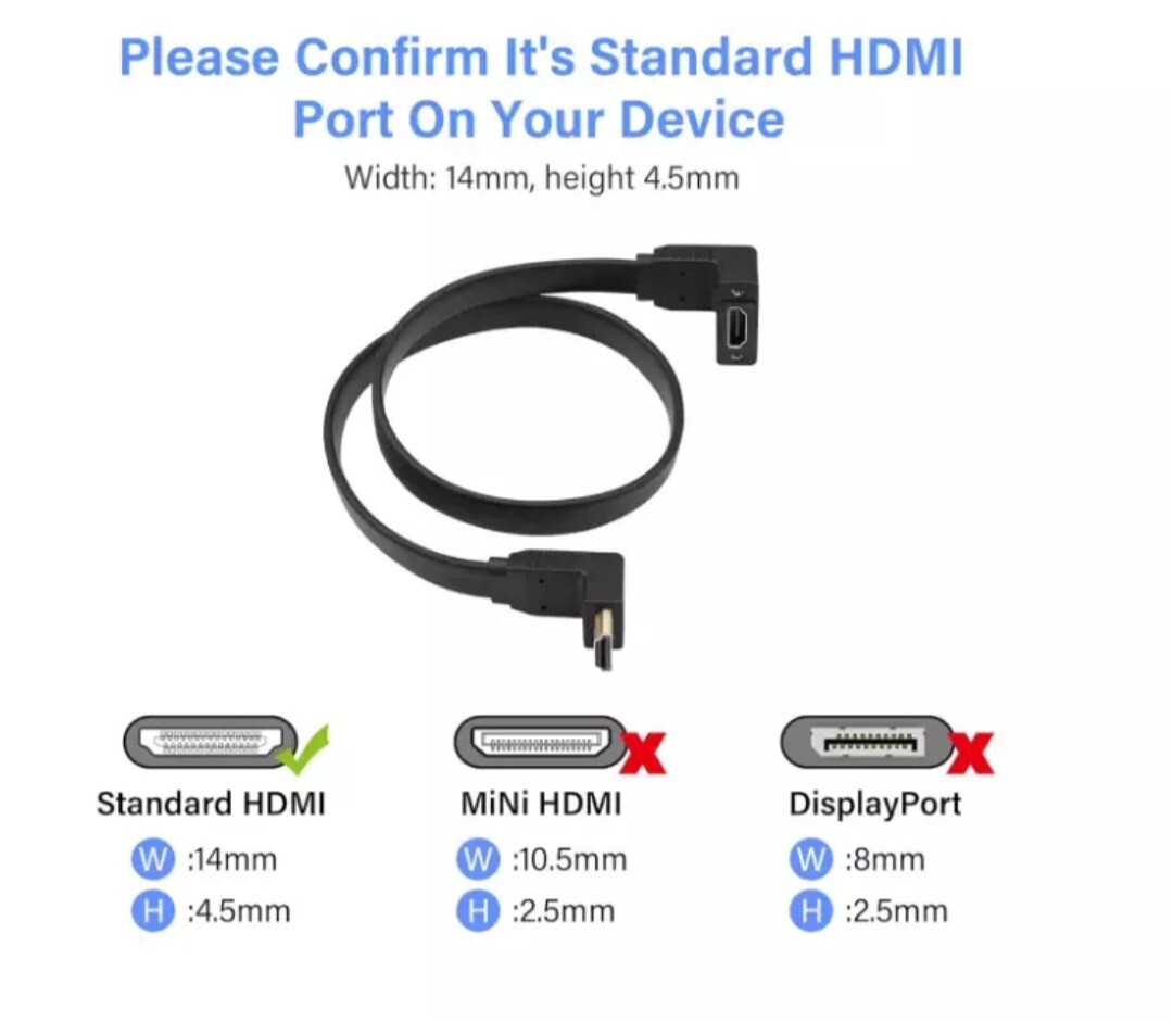 90 Degree Right Angle HDMI Extension Cable - 4K@60Hz Male To Female For HDTV, Projector, Monitor