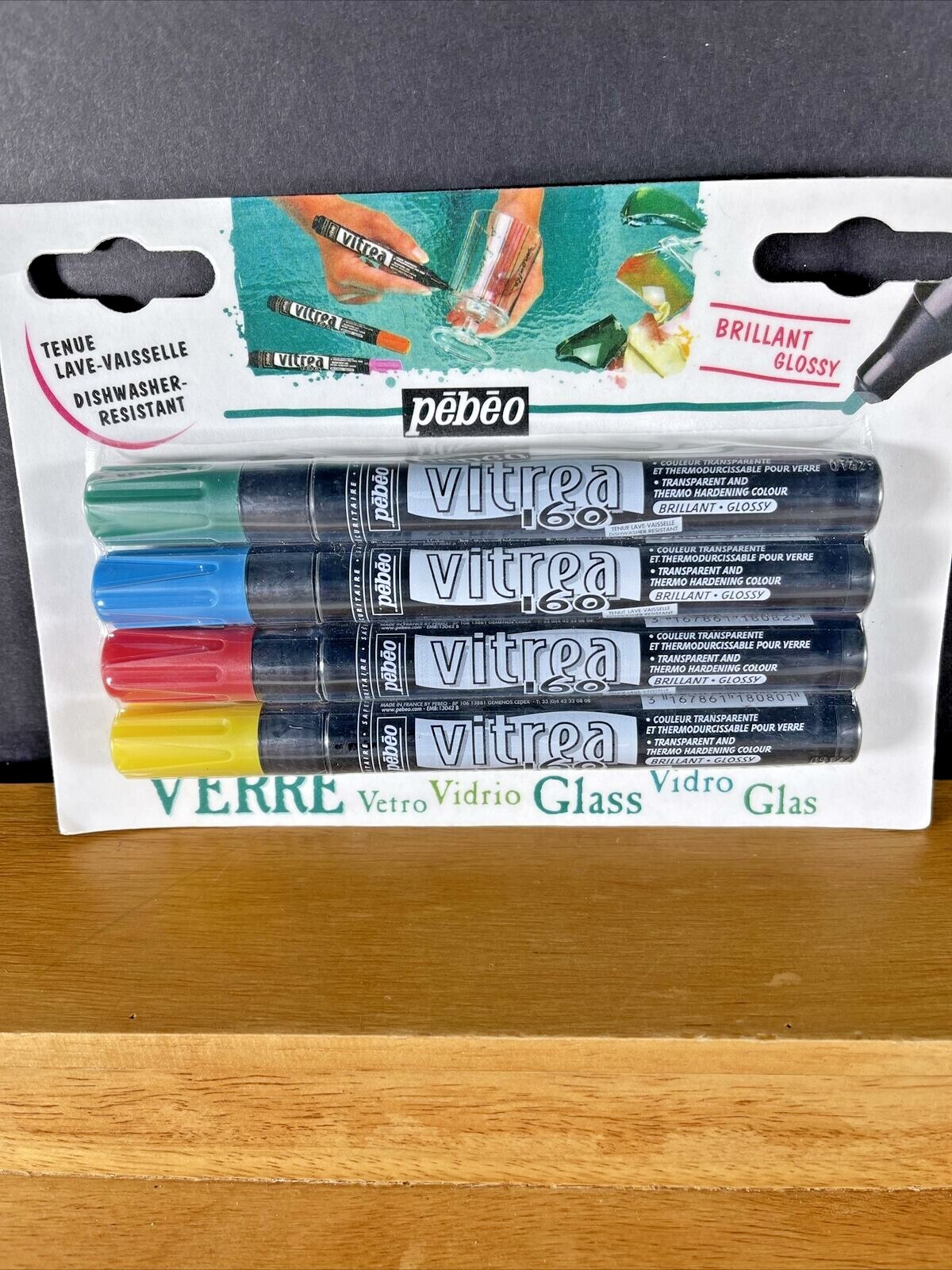 NOS Pack of 4 Sealed  Pebeo Vitrea 160 Verre Glossy Glass Paint Markers 