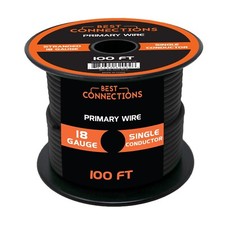 18 Gauge Car Audio Primary Wire 100ft  Black   Remote, Power/Ground Electrical