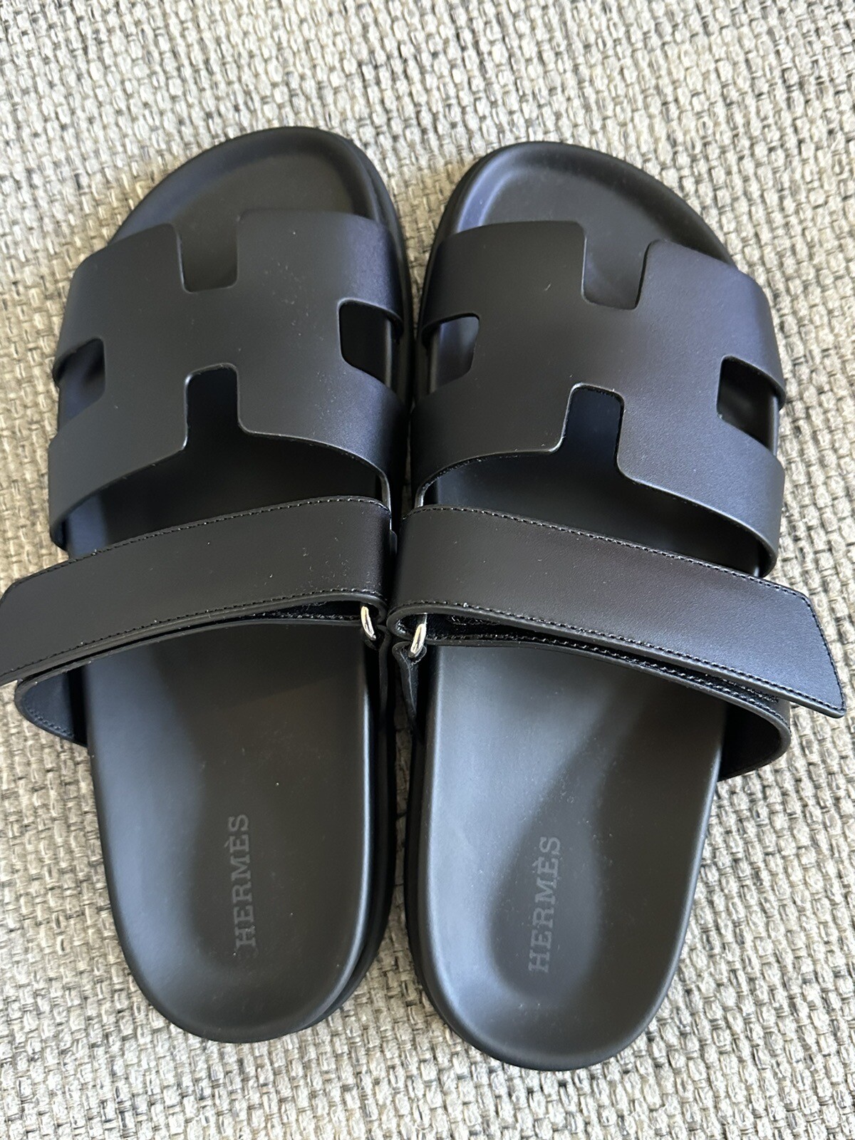 Size 37EU NIB HERMÈS Black Calfskin Women’s Chypre Sandals w/ Receipt image 4