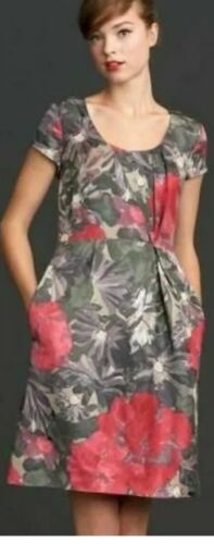 Banana Republic Mad Men Collection Begonia Red Combo Sheath Dress Size 6
