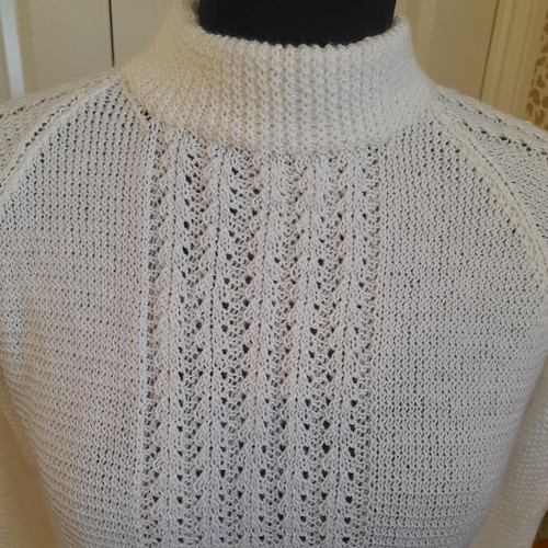 Vintage Handknit Acrylic Jumper Unworn Size 12 Medium Pristine White - Picture 2 of 6