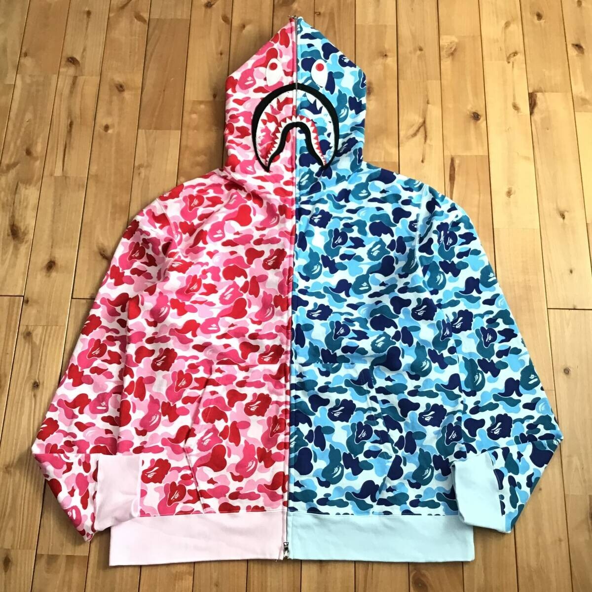 BAPE★ABC カモ シャーク フルジップパーカー ピンク 送関込み 2024 BAPE ABC camo pink blue separate shark full zip hoodie