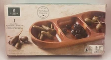 Gibson Acacia Wood 3 Section Tray Natural Trends Collections Snack Nut Bowl