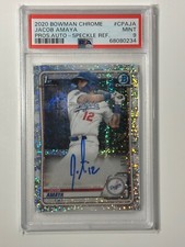 2020 Bowman Chrome JACOB AMAYA RC AUTO SPECKLE 1ST /299 REFRACTOR PSA 9 MINT