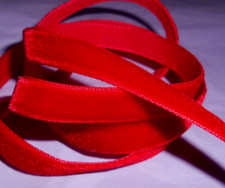 TRUE RED VELVET ribbon 3 YARD LOT   3/8" wide Vintage look quality woven
